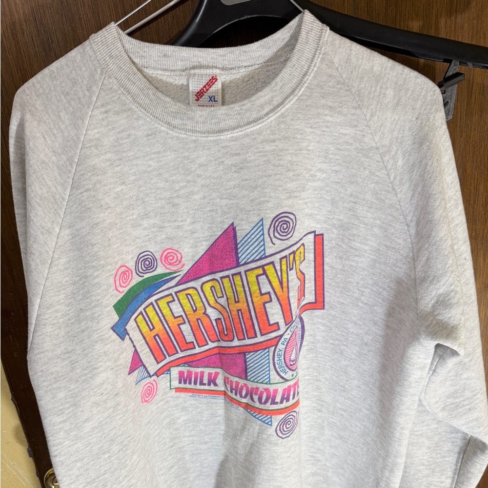 VTG HERSHEY 1992 Crew Neck Pull Over Grey Sweat shirt UNISEX SZ XL JERZEES